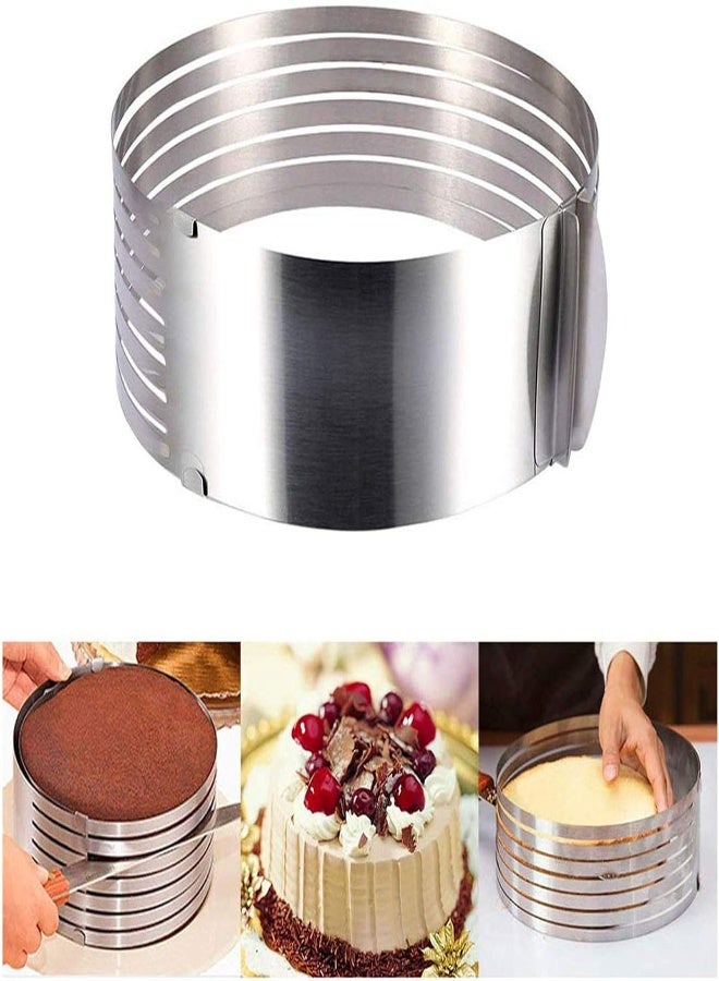 AKDC U-Hoome Multi Layer Cake Slicer Mousse Mould Slicing Cake Adjustable, 7-Layer Cake Cutter, 6-8 Inch/9-12 Inch Stainless Steel Cake Slicer Leveler (6-8 Inch) - Image 1