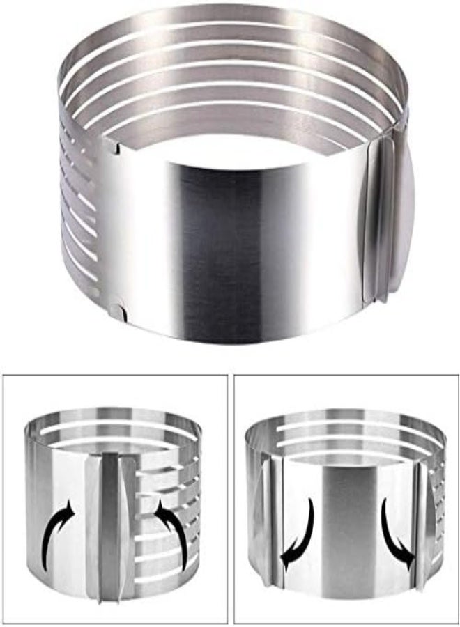AKDC U-Hoome Multi Layer Cake Slicer Mousse Mould Slicing Cake Adjustable, 7-Layer Cake Cutter, 6-8 Inch/9-12 Inch Stainless Steel Cake Slicer Leveler (6-8 Inch) - Image 3