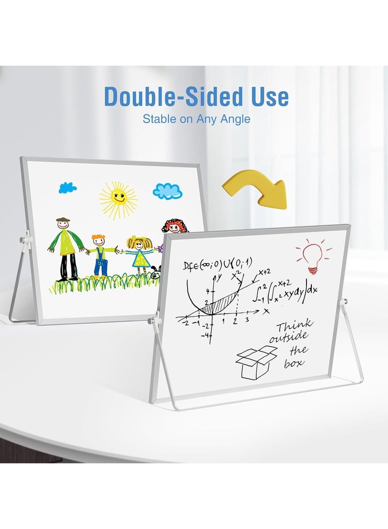 Generic Magnetic Desktop Whiteboard with Stand, 16'' x 12'' Double-Sided Dry Erase White Board, 10 Markers, 4 Magnets, 1 Eraser, Portable White Board Easel for Kids Drawing Desk School to Do List  - Image 2
