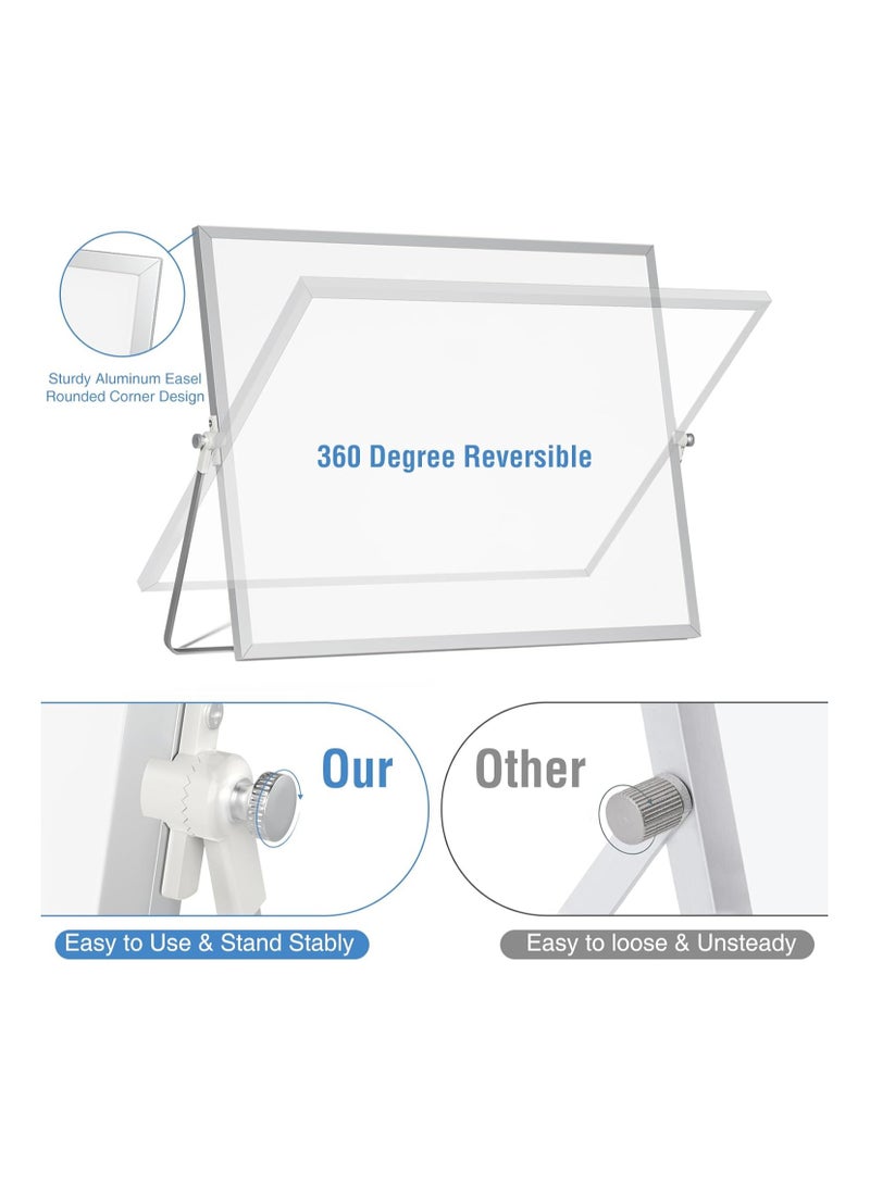 Generic Magnetic Desktop Whiteboard with Stand, 16'' x 12'' Double-Sided Dry Erase White Board, 10 Markers, 4 Magnets, 1 Eraser, Portable White Board Easel for Kids Drawing Desk School to Do List  - Image 4