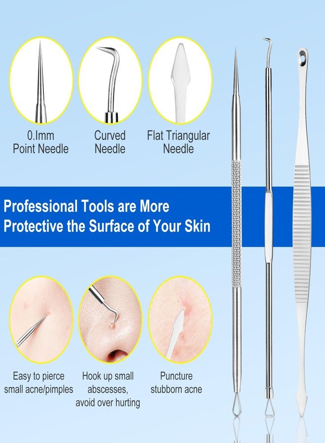 Baxrou Pimple Popper Tool Kit,10 Pcs Professional Blackhead Remover Comedones Extractor for Easy Removal for Pimples,Blackheads,Zit Removing, Facial and Nose, Acne Removal Kit with Metal Box (Silver) - Image 3