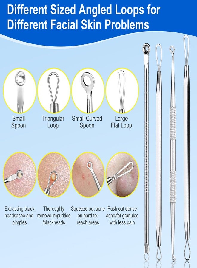 Baxrou Pimple Popper Tool Kit,10 Pcs Professional Blackhead Remover Comedones Extractor for Easy Removal for Pimples,Blackheads,Zit Removing, Facial and Nose, Acne Removal Kit with Metal Box (Silver) - Image 4