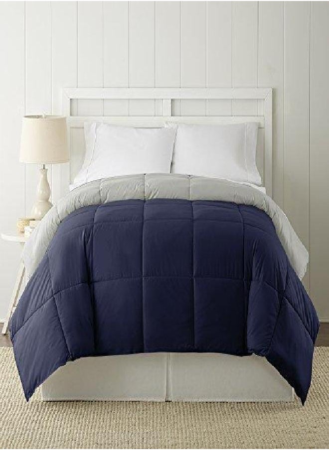 Modern Threads Modern Threads Down Alternative Microfiber Quilted Reversible Comforter & Duvet Insert - Soft, Comfortable Alternative to Goose Down - Bedding for All Seasons Eclipse/Silver Full/Queen  - Image 2