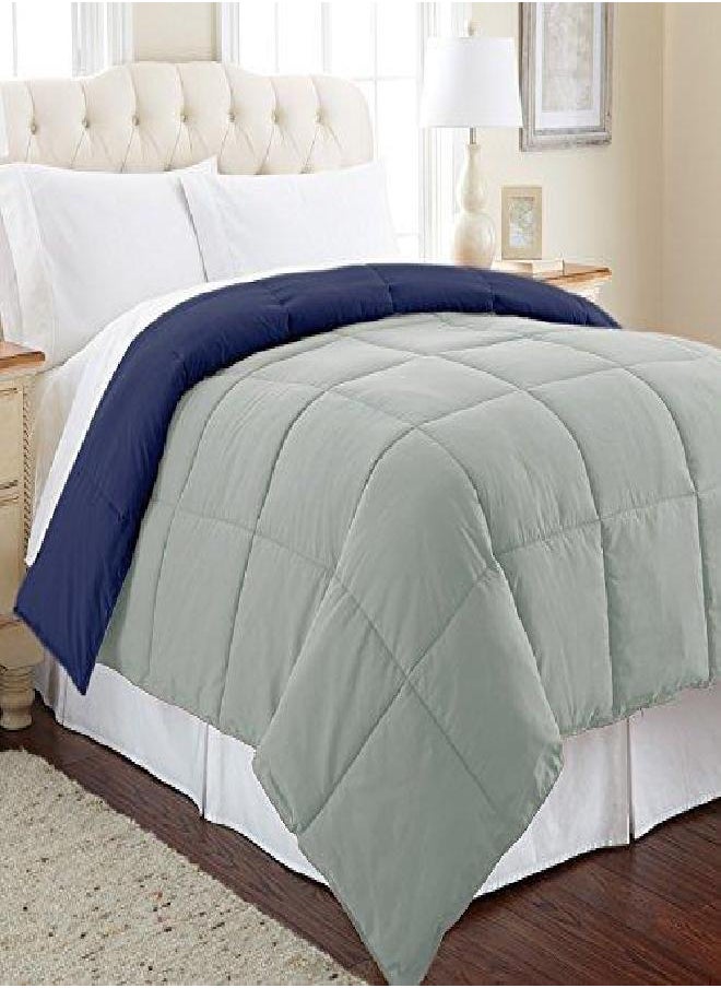 Modern Threads Modern Threads Down Alternative Microfiber Quilted Reversible Comforter & Duvet Insert - Soft, Comfortable Alternative to Goose Down - Bedding for All Seasons Eclipse/Silver Full/Queen  - Image 3