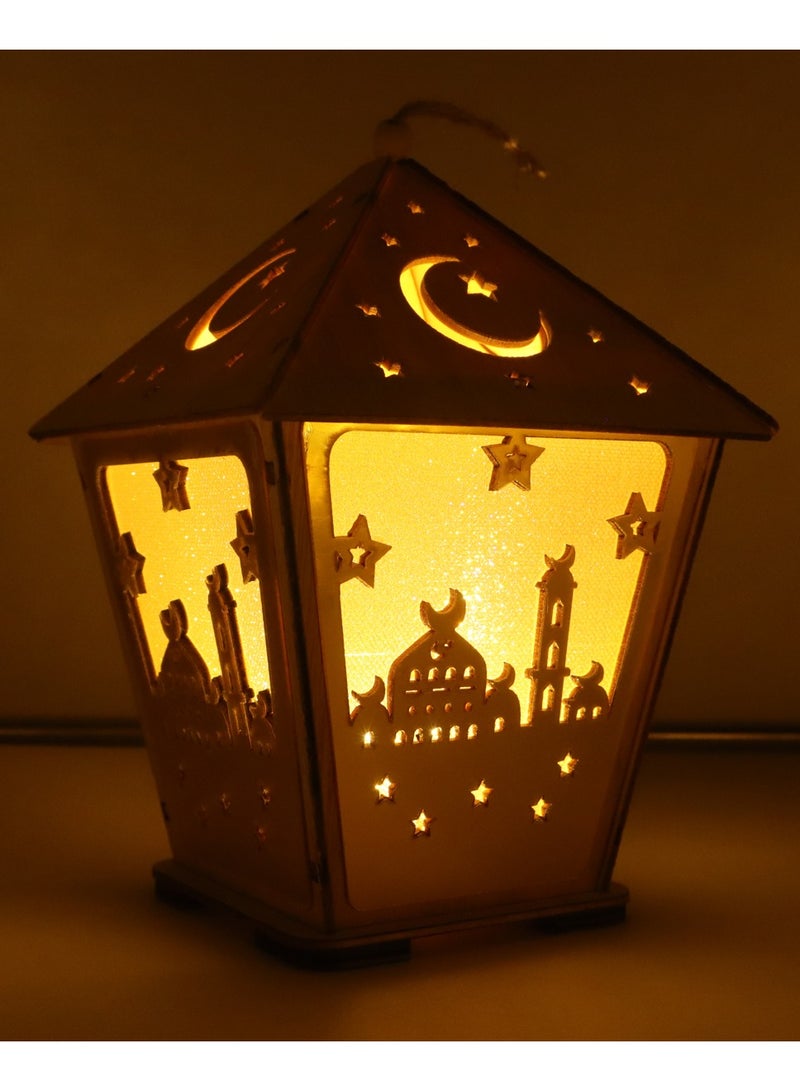 Yuwell 3 Pcs Wooden Ramadan Lantern Ramadan Mubarak Decoration Light Eid Decoration Lantern Lamp For Indoor And Outdoor Use Decoration Ramadan Light 18X13CM - Image 5
