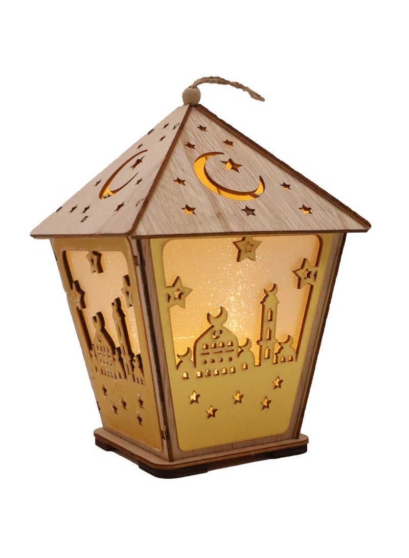 Yuwell 3 Pcs Wooden Ramadan Lantern Ramadan Mubarak Decoration Light Eid Decoration Lantern Lamp For Indoor And Outdoor Use Decoration Ramadan Light 18X13CM - Image 3