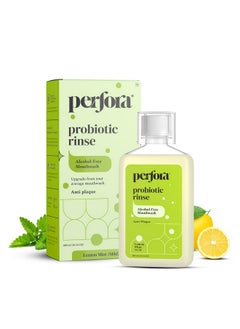 Perfora Perfora Lemon Mint Mouthwash - 300ml | Alcohol-Free Mouth Wash Liquid With Probiotics, Hyaluronic Acid, & Vitamin C | Freshens Breath & Removes Germs | No Artificial Flavor | Mouthwash For Oral Care  - Image 1