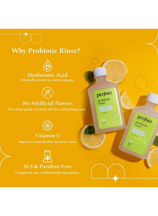 بيرفورا غسول الفم بيرفورا بالليمون والنعناع - 300 مل | سائل غسول للفم خالٍ من الكحول مع البروبيوتيك وحمض الهيالورونيك وفيتامين سي | ينعش النفس ويزيل الجراثيم | بدون نكهة صناعية | غسول للفم للعناية بالفم - Image 4