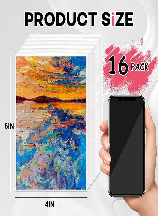 ESRICH 16 Pack 4x6 Inch Small Canvases for Painting, Painting Canvas 4x6 Inch Cotton Primed Acid Free Mini Blank Canvas Panels for Oil Paint,Watercolor,Acrylic Paint, Gouache, Tempera - Image 2
