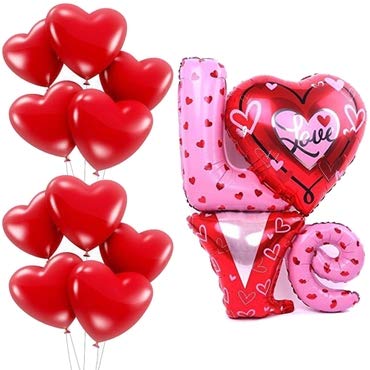 Evisha 1pcs Love Balloon 25 pcs Red Heart Latex Balloons| Gift for Valentine| Valentine Gift | Valentines Day Gift |Valentines Day Decoration Items| Party Decoration Items - Image 4