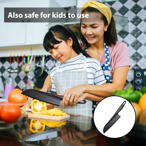 ChaLeeMoo 11" Nylon Knife for Nonstick Pans, Plastic Serrated Kitchen Cutter to Cut Cake Brownie Pie Lasagna or Various Veggies and Fruits, Non-Metal Salad or Lettuce Knife, Black - Image 5