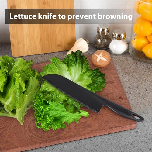 ChaLeeMoo 11" Nylon Knife for Nonstick Pans, Plastic Serrated Kitchen Cutter to Cut Cake Brownie Pie Lasagna or Various Veggies and Fruits, Non-Metal Salad or Lettuce Knife, Black - Image 4