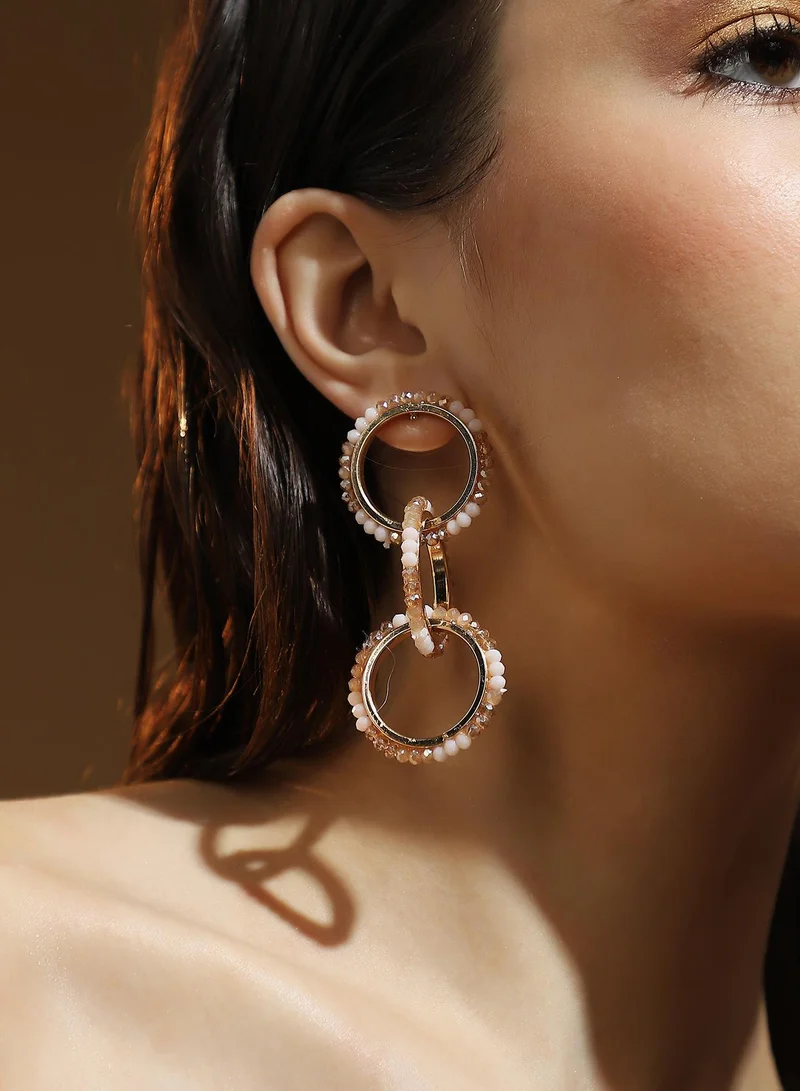 سوهي SOHI Women's The Bead-Loop Drop Earrings For Casual Wear | Peach Pink Colour | Alloy Material | Push Back Closure | Artificial Bead Earrings | Drop Earrings For Women & Girls