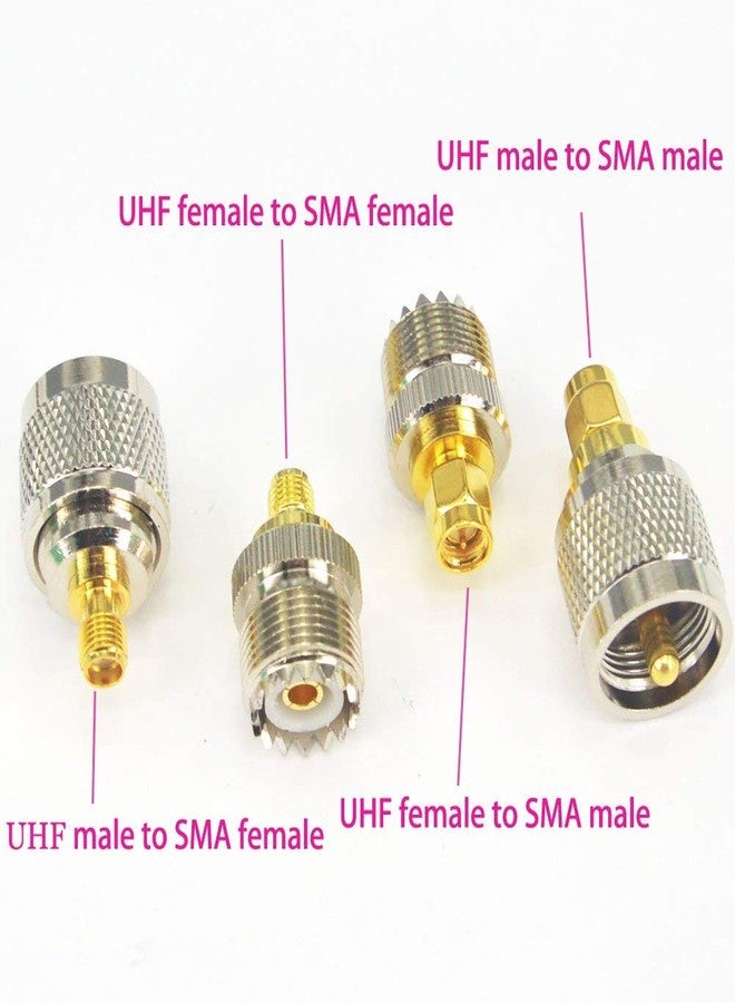 onelinkmore SMA-UHF RF Connectors Kit SMA to UHF PL259 SO239 4 Type Set SMA Jack/Plug to UHF Nickel Gold Plated Test Converter Pack of 4 - Image 5
