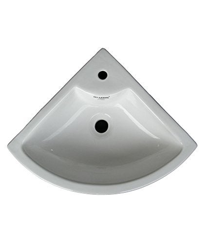Belmonte Delta Wash Basin White Glossy Finish 16 Inch x 16 Inch Wall MountTable TopCounter TopCorner Wash Basin - Image 2