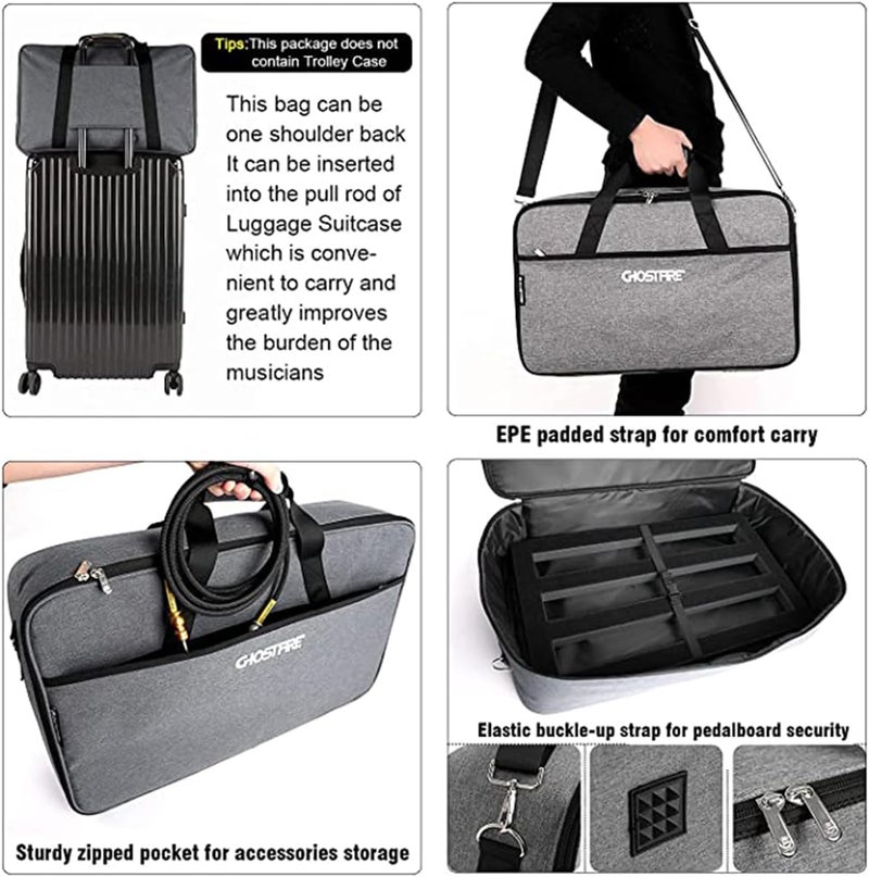 GHOSTFIRE Ghost Fire Guitar Pedal Board with Carry Bag - Lightweight Aluminum Alloy, 19.8''x11.5'' - Image 5