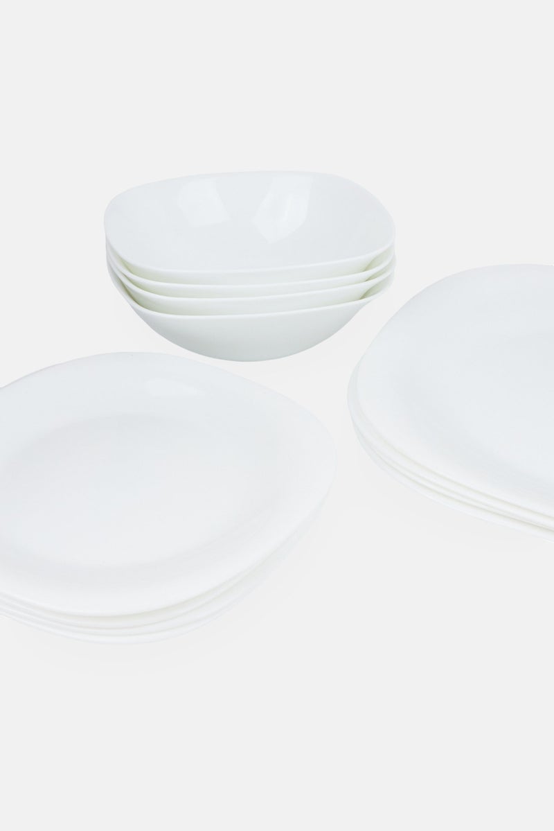 Gibson Home Gibson X Ultra Piazza 12 Piece Break Resistant Opal Glass Dinner Set, White - Image 4