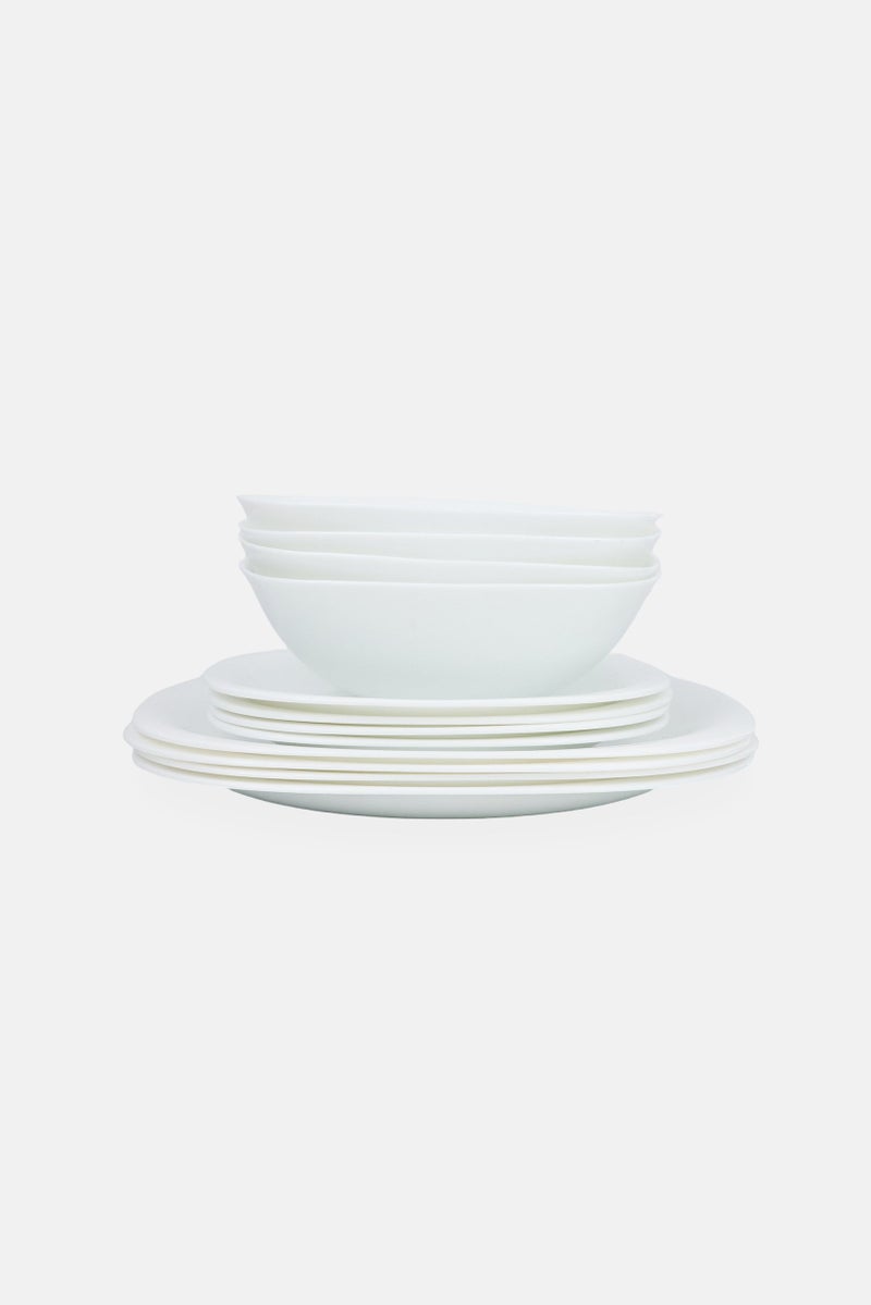 Gibson Home Gibson X Ultra Piazza 12 Piece Break Resistant Opal Glass Dinner Set, White - Image 1