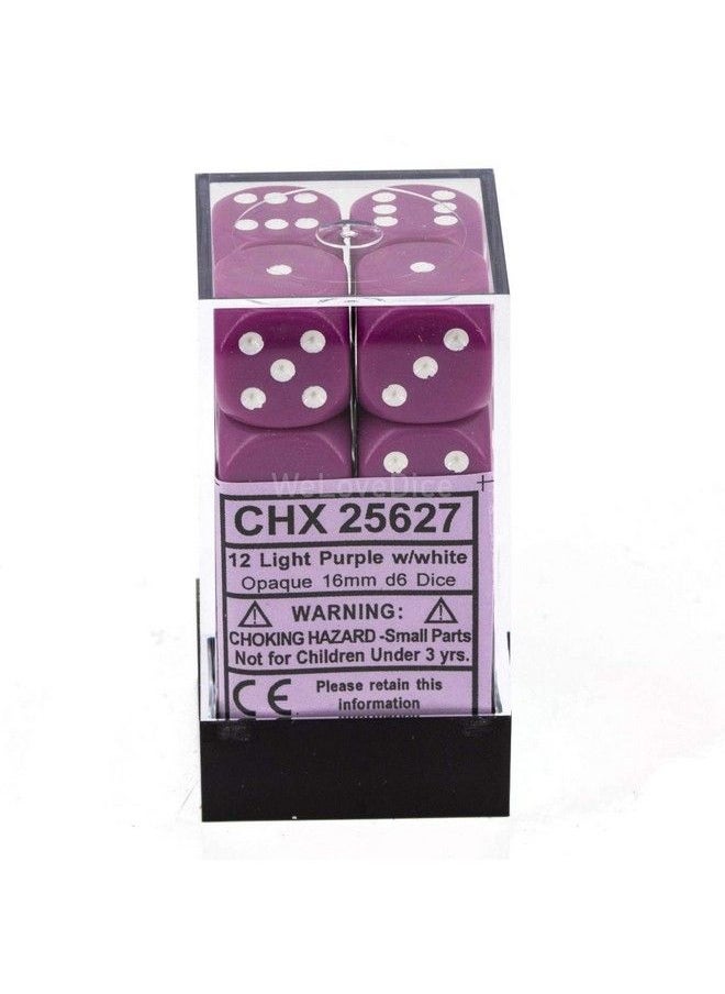 Chessex - Dnd Dice Set D&D Dice16Mm Opaque Light Purple And White Plastic Polyhedral Dice Setdungeons And Dragons Dice Includes 12 Dice D6 Various (Chx25627) - Image 1