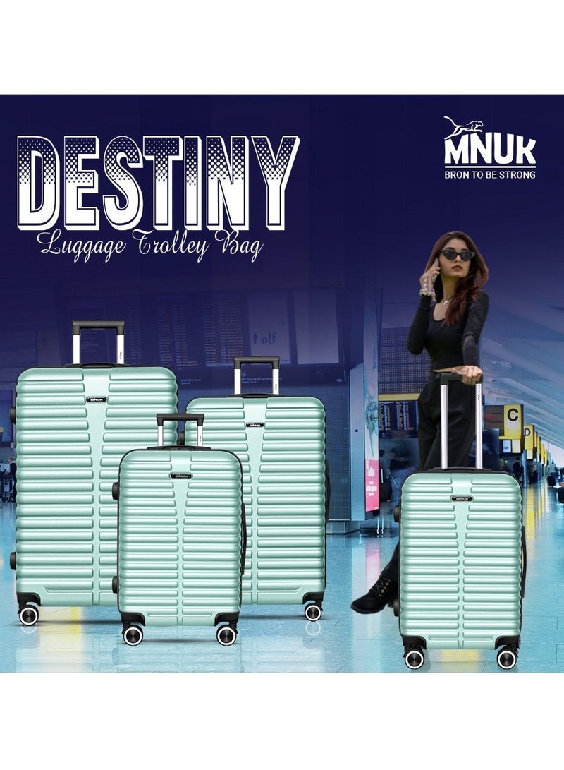 MNUK Destiny Set of 2 Luggage | Cabin-20 Inch, Medium-24 Inch| Hardside Soft Handle Trolley with TSA Lock |Double 360° 4 Wheeler| Pista Green - Image 2