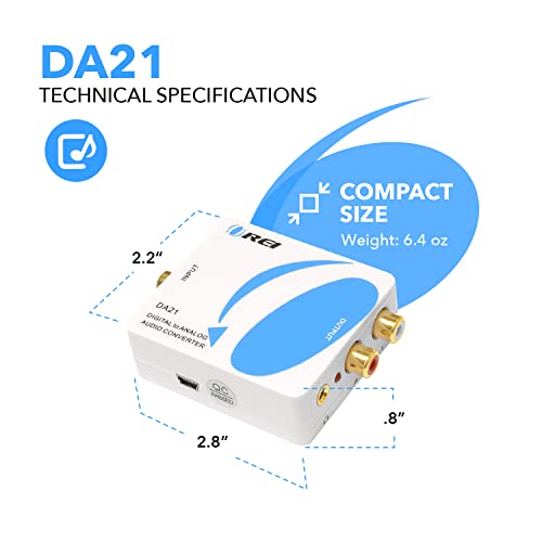 Orei DA21 Optical SPDIF/Coaxial Digital to RCA L/R Analog Audio Converter with 3.5mm Jack Support Headphone/Speaker Outputs - Image 5