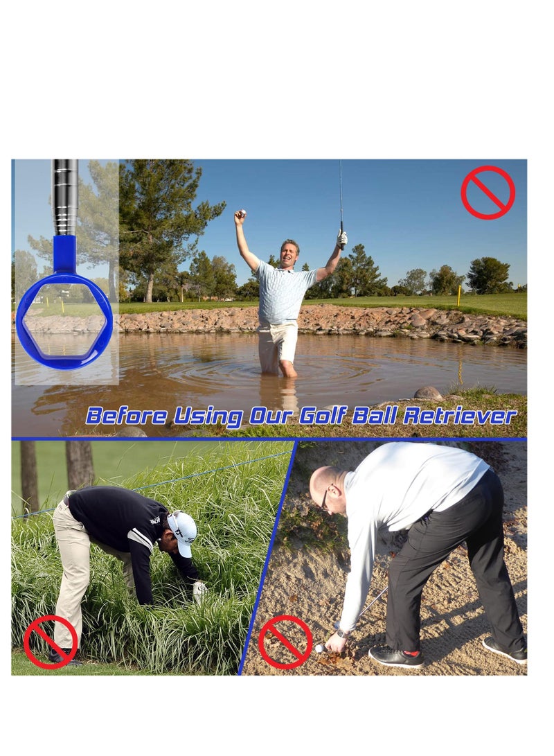 Telescopic Golf Ball Retriever, 6ft/9ft Stainless Steel Tool for Water Recovery, Extendable Golf Accessory, Durable Head, Perfect Gift for Golfers, Blue Color - Image 5