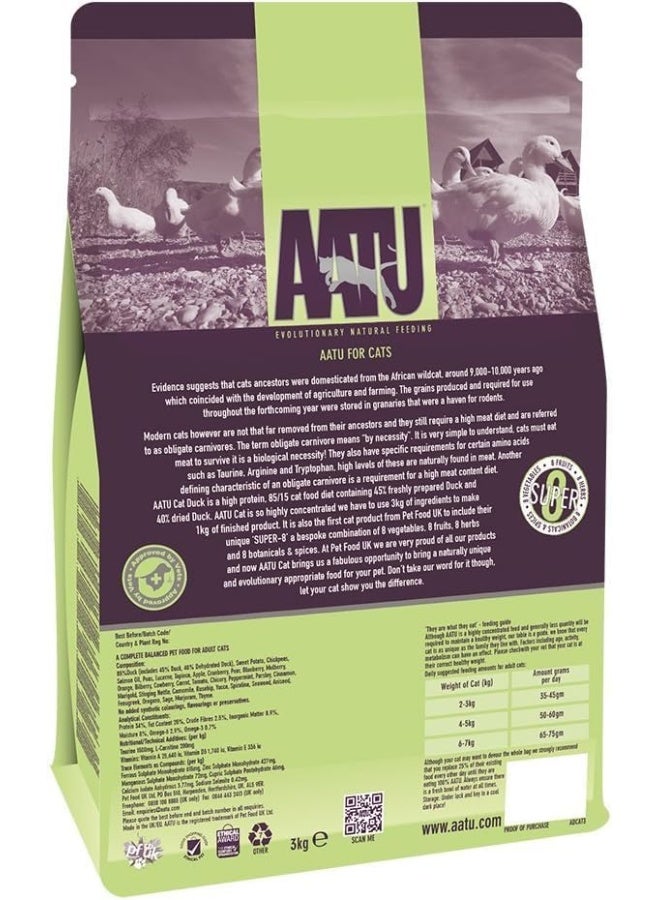 AATU 85/15 Complete Dry Cat Food, Duck 3kg - High Protein, Grain Free Recipe, No Artificial Ingredients - Image 2