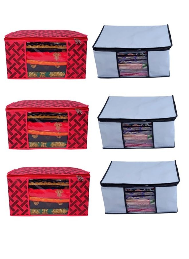 Vidhi14 Vidhi 14 Saree Cover High- Storage Bag For Organizer Big in size Floral and Printed,of (Sky Red) of, 6 - Image 1