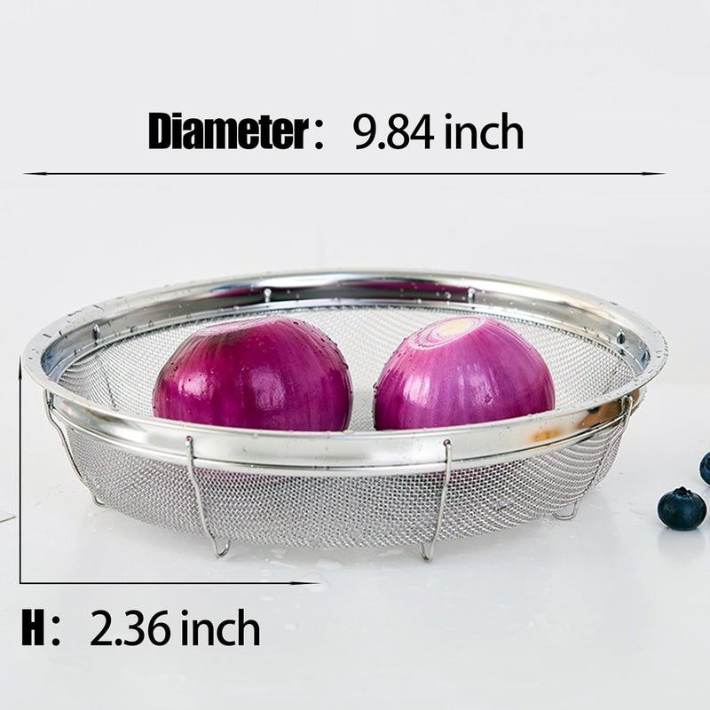 DOPMEP Fine Mesh Strainer for Kitchen, Stainless Steel Colander Bowl for Pasta, Rice, Fruit, Metal Net Baskets with Resting Base - Strain, Drain, Rinse （Diameter 9.84 inch） - Image 2