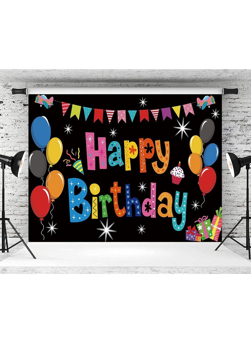Daytoyz Birthday Photo Backdrop 150x100CM, Colorful Party Background with Balloons, Bunting, Cupcake & Stars, Reusable Photography Decor for Kids & Adults - Image 3