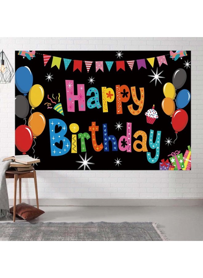 Daytoyz Birthday Photo Backdrop 150x100CM, Colorful Party Background with Balloons, Bunting, Cupcake & Stars, Reusable Photography Decor for Kids & Adults - Image 4