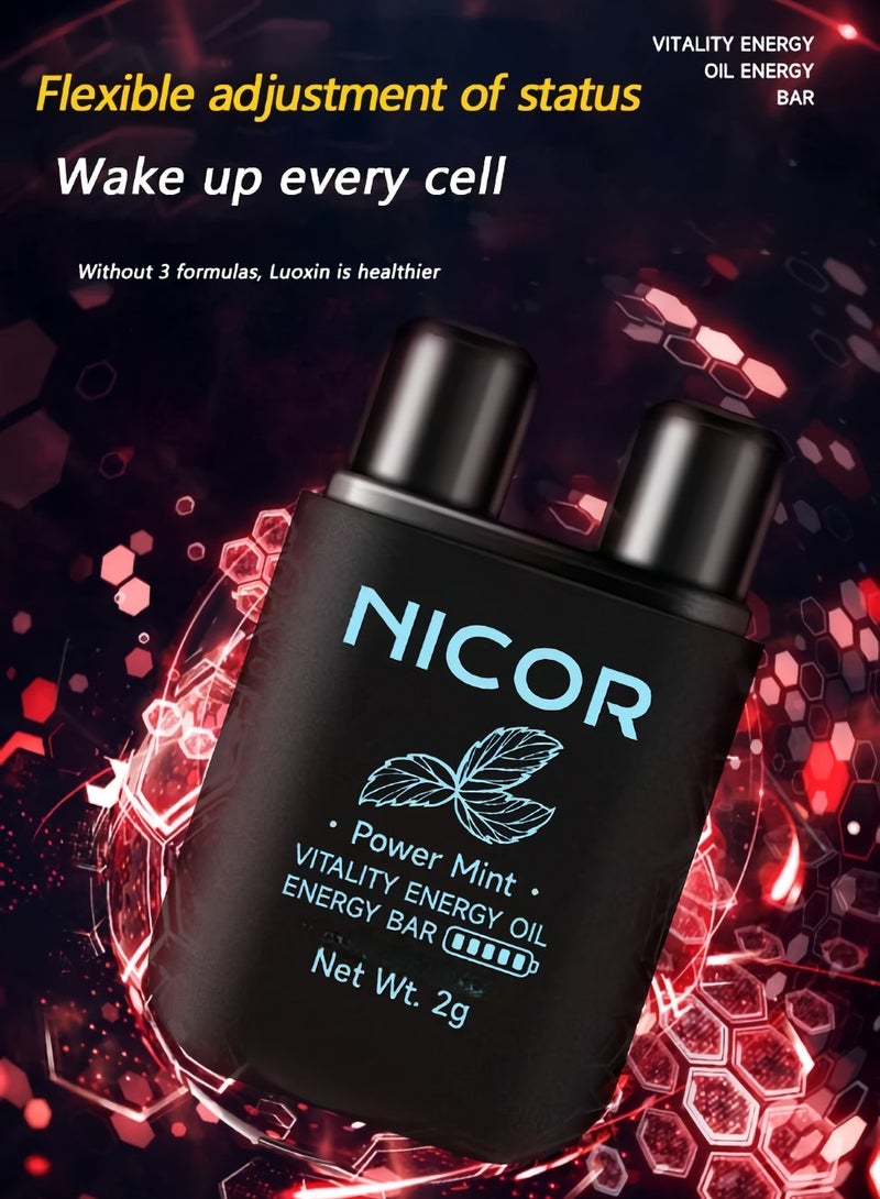 Nicor Nasal Stick Inhaler, Energizing Vitality Double Hole Energy Oil Bar, Natural Fresh Diffuser Sniffer, Energizing Aromatherapy Nasal Inhaler To Improve Nasal Congestion, (1pc, Mint, Black)  - Image 2