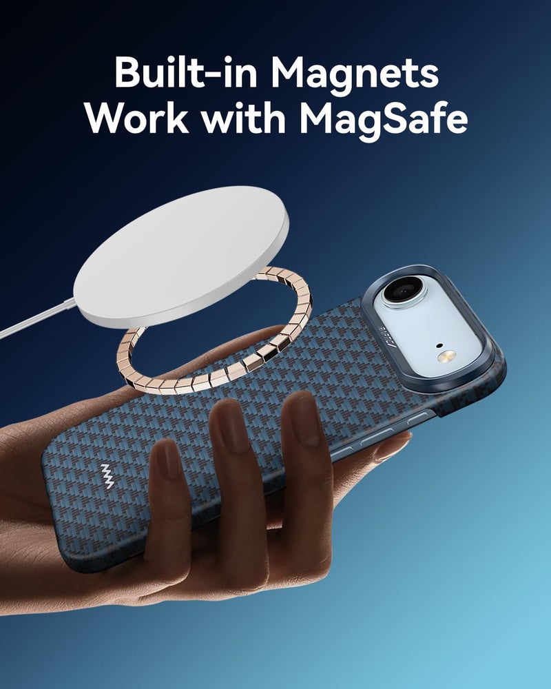 RAPTIC حافظة RAPTIC AeroWoven لجهاز iPhone Air 6.5 بوصة، متوافقة مع MagSafe، غير قابلة للانزلاق وحافظة خفيفة للغاية لجهاز iPhone Air مع شعور بدون حافظة، نسيج ألياف أراميد 1500D، عميق. - Image 4