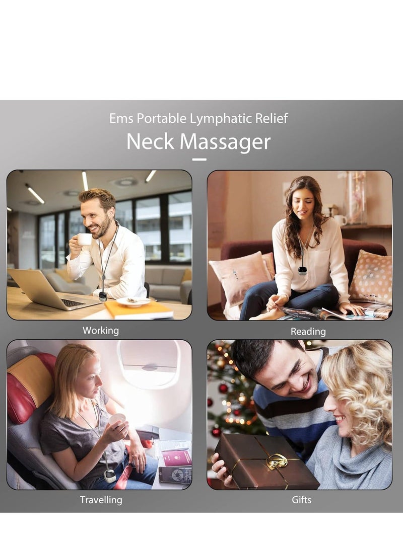 Y&D Neck Massager with Heat, Rcool EMS Portable Lymphatic Relief Massager, Electric Pulse Cordless for Pain Relief, 4 Modes 9 Levels Deep Tissue Women Men Gift(Grey) - Image 2