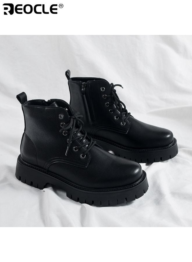 ريوكل أحذية القتال الرجالية ذات الكاحل بتصميم سهل الارتداء مع أربطة وميزات خارجية عادية، بوت بطراز دراجة نارية مع بناء متين للاستخدام اليومي - Image 4