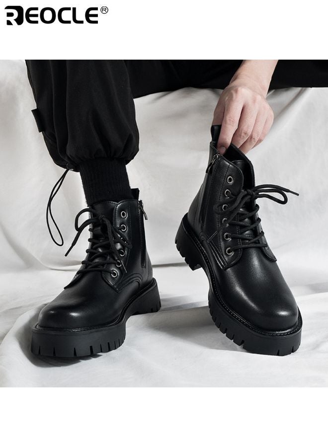 ريوكل أحذية القتال الرجالية ذات الكاحل بتصميم سهل الارتداء مع أربطة وميزات خارجية عادية، بوت بطراز دراجة نارية مع بناء متين للاستخدام اليومي - Image 3