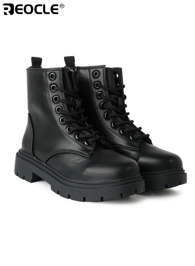 ريوكل أحذية القتال الرجالية ذات الكاحل بتصميم سهل الارتداء مع أربطة وميزات خارجية عادية، بوت بطراز دراجة نارية مع بناء متين للاستخدام اليومي - Image 5