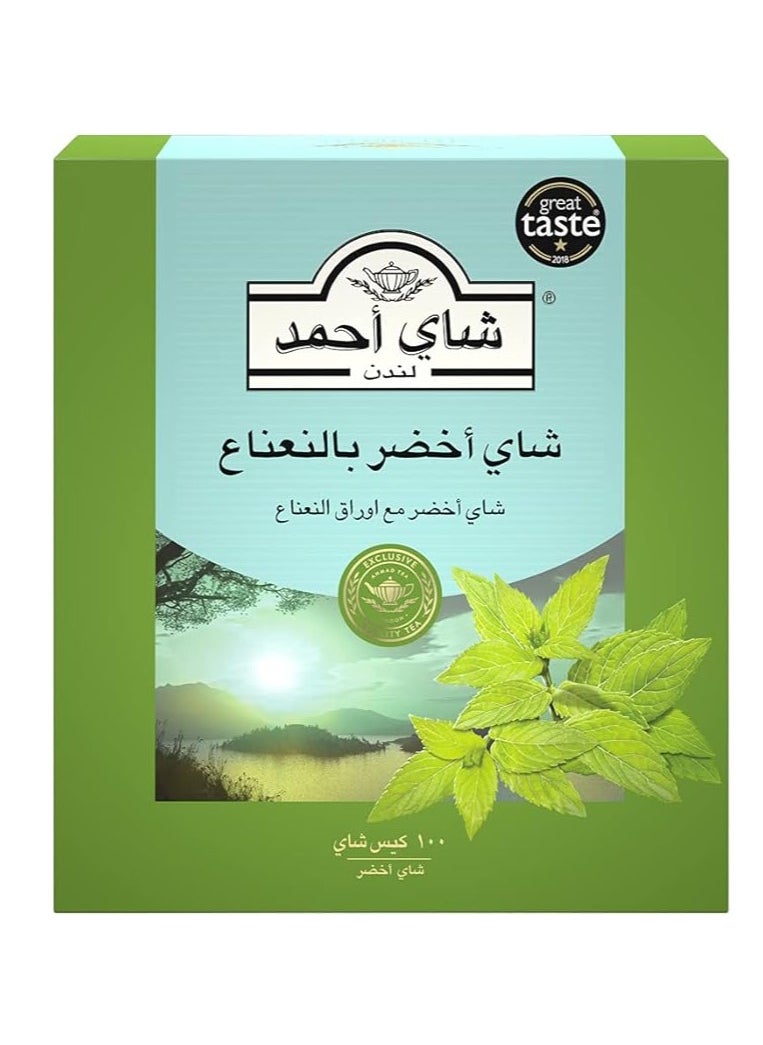 أحمد تي شاي اخضر بالنعناع 100كيس  - Image 1