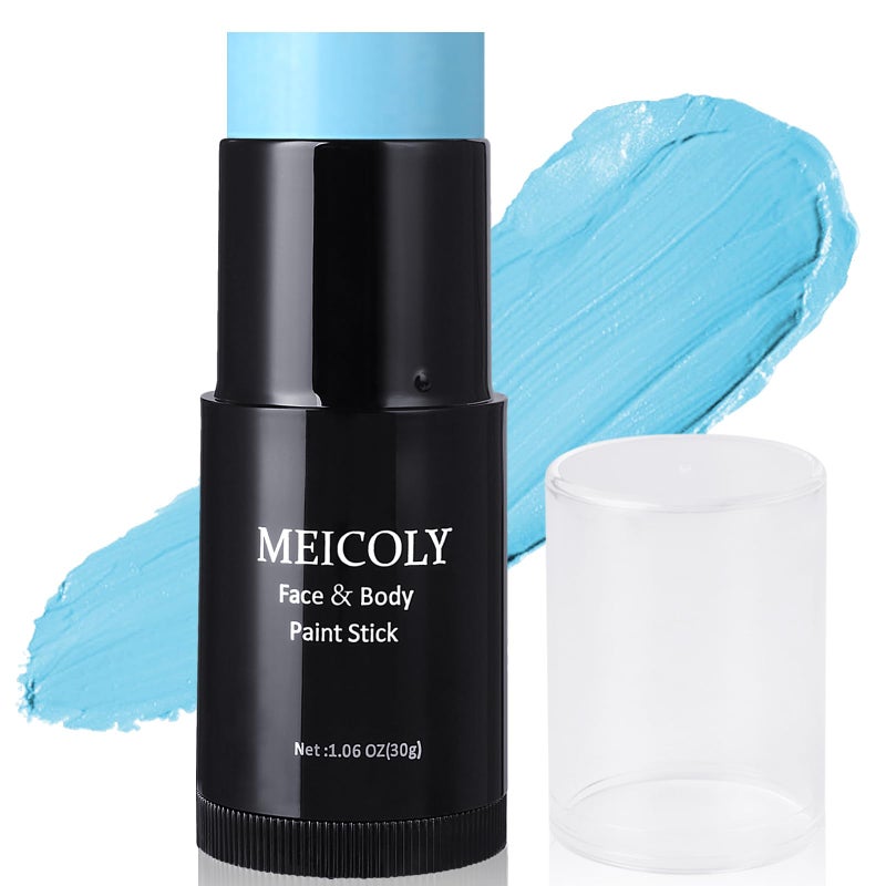 MEICOLY Light Blue Face Body Paint Stick106 OzBaby Blue Face Paint SadnessSweatproof Waterproof Pale Blue Body Paint for Corpse Bride Halloween SFX Avatar Sally MakeupEye Black Stick
