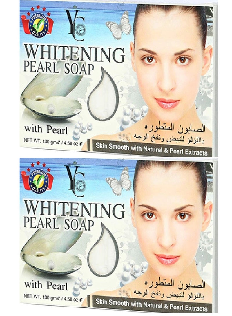 واي سي قطعتين من الصابون المتطوره باللؤلؤ لتبيض ونفخ الوجه 130x2 جرام - Image 1