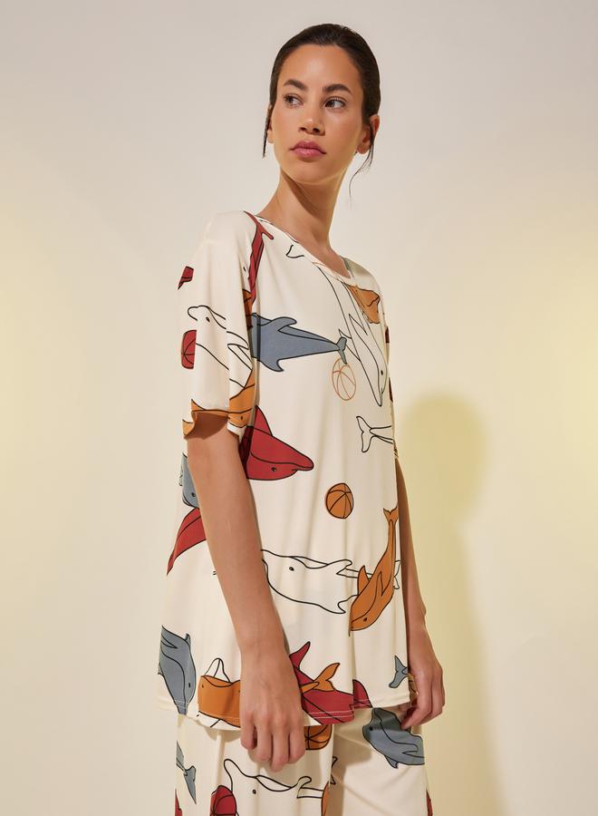 Take Two Dolphin Print T-Shirt and Shorts Set - Image 2