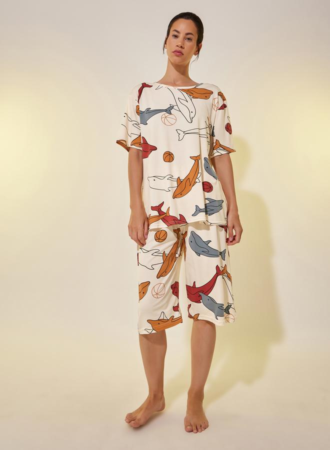 Take Two Dolphin Print T-Shirt and Shorts Set - Image 1