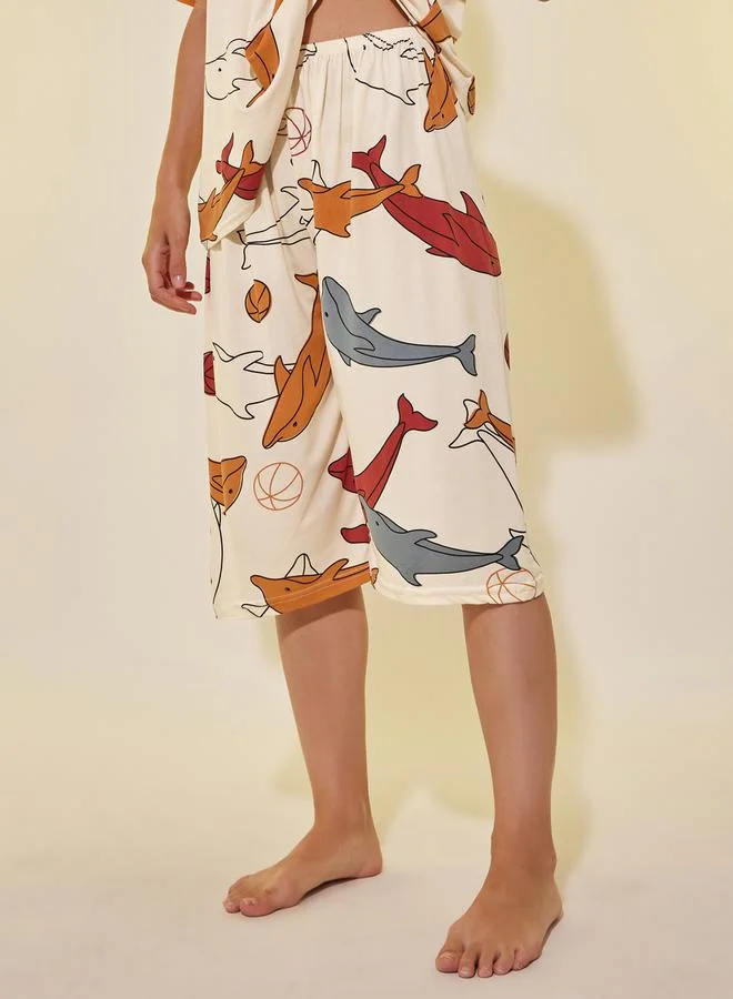 Take Two Dolphin Print T-Shirt and Shorts Set