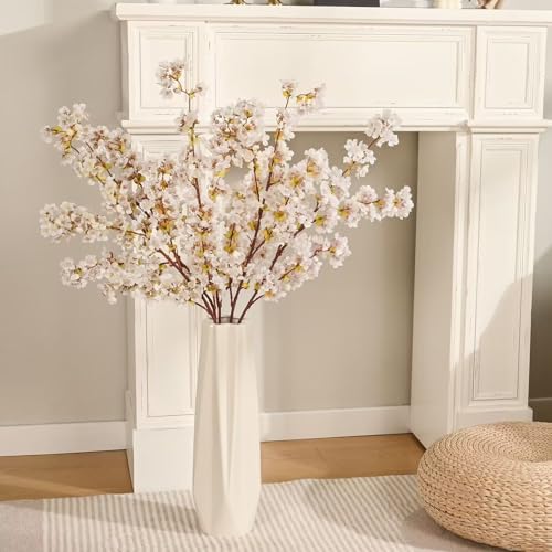 Sunm Boutique Silk Cherry Blossom Branches, Artificial Cherry Blossom Tree Stems Faux Cherry Flowers Vase Arrangements for Wedding Home Decor, Set of 3 - Image 2