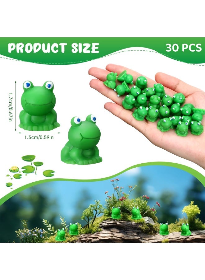 30 Pcs Mini Resin Frogs, Tiny Green Frogs Set for Potted Miniature Decoration, Garden Aquarium Potted, Garden Dollhouse, Cake Decoration, DIY Slime Kit, Craft Charms Party Toys - Image 2