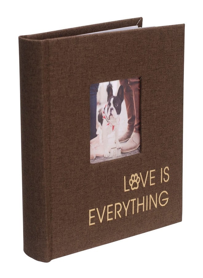 مالدن ألبوم صور من القماش البني للحيوانات الأليفة من Malden International Designs 1 Up 4x6 Love is everything مع مساحات كتابة مذكرات، غلاف صلب، 3 × 3 بوصة، جيب أمامي للصور - Image 2