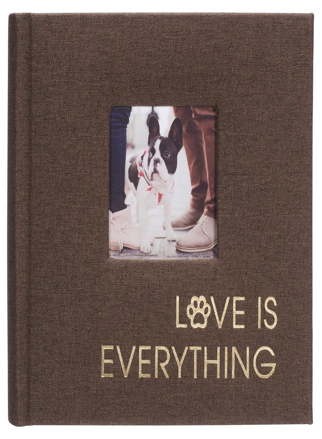 مالدن ألبوم صور من القماش البني للحيوانات الأليفة من Malden International Designs 1 Up 4x6 Love is everything مع مساحات كتابة مذكرات، غلاف صلب، 3 × 3 بوصة، جيب أمامي للصور - Image 1