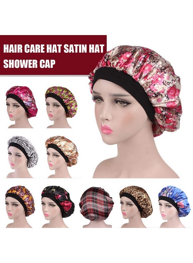 Tvoip 1Pcs Hair Satin Bonnet For Sleeping Shower Cap Silk Bonnet Bonnet Femme Women Night Sleep Cap Head Cover Wide Elastic Band (Leopard)  - Image 5