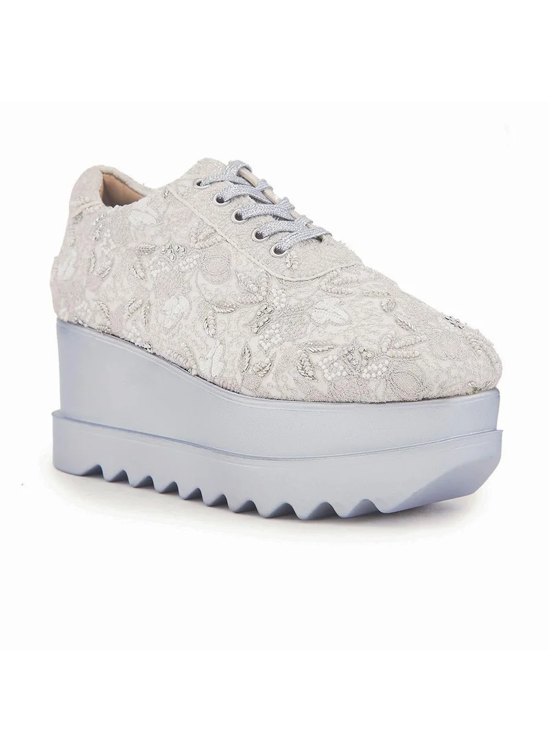 Anaar Anaar Vanilla Lulu WEDGE SNEAKERS, Womens Festive, Special Occasion and Partywear Premium Shoes