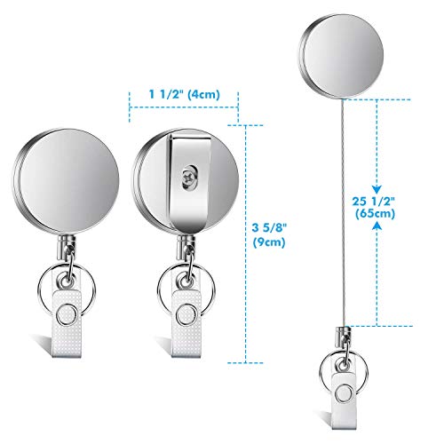 Selizo Retractable Badge Holder with Keychain Ring Clip Metal Badge Reel with Plastic ID Holder and Heavy Duty Name Card Holder for ID Card Key Card Carabiner Work Badge - Image 4